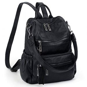 UTO Femme Sac porté Dos Cuir Synthétique Sac à Dos Purse Convertible Tassels Rucksack Noir (UTO Bag, neuf)