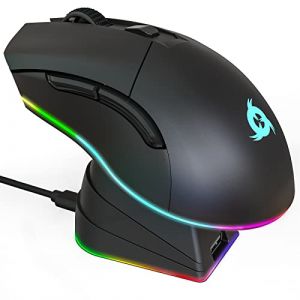 KLIM Blaze Pro - Souris Gamer sans Fil RGB Rechargeable avec Station de Charge - Nouveauté - Capteur Haute Précision avec Batterie Longue Durée -Jusqu'à 6000 DPI - Souris Filaire et sans Fil (KLIM Technologies France, neuf)