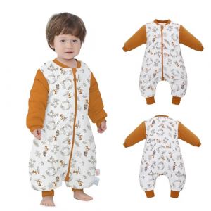 Gigoteuse d'hiver pour b&eacute;b&eacute; avec pieds &agrave; manches longues - Gigoteuse avec manches amovibles - 2,5 tog - Automne et hiver - Pour nourrissons de 1 &agrave; 3 ans - De 70 &agrave; 90 cm - 100 % coton biologique - (LOVINHOME GROUP, neuf)