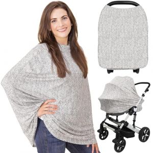 KeaBabies Housse d'allaitement pour les déplacements - Multifonctionnelle, Douce & Respirante Nursing Breastfeeding Cover,Housse de siège auto pour bébé fille,garçon Housse de poussette(Herringbone) (KeaBabies, neuf)