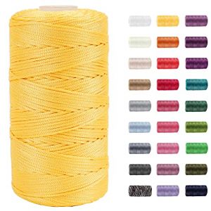 CAMAL Ficelle Nylon Fil Nylon 1.5mm Cordon Bracele 200m Corde Fine Corde pour Bracelet Fil Tress&eacute; pour Bricolage Artisanat, Bonnets, Sac Au Crochet (Jaune d'or) (CAMAL-UK, neuf)