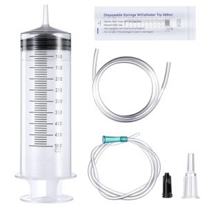 Grande seringue réutilisable avec cathéter - Seringue en plastique grande capacité pour laboratoire, industrie, jardin, alimentation des animaux domestiques (500 ml) (Xingchen Technology Store, neuf)