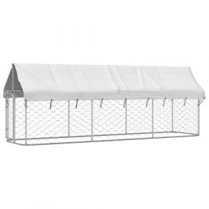 HOMTAKIE Chenil extérieur avec Toit 400x100x150 cm (MAPLETAINMENT, neuf)