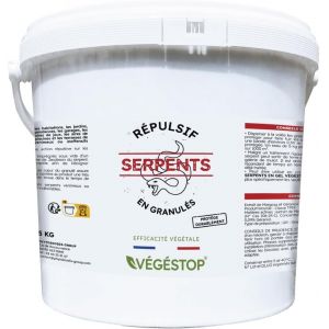 VEGESTOP Répulsif Serpents - Granulés - 5 kg - Traitement 1000 m² - Action Longue durée - pour éloigner Les Reptiles (couleuvres, vipères, etc) (Naturania, neuf)