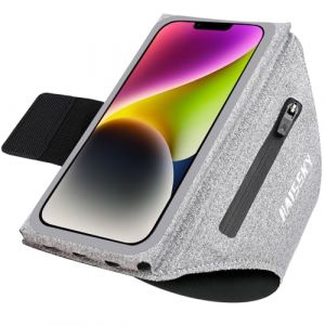 Razobws Brassard Telephone Sport avec Fixations &Eacute;lastiques Pliables, Porte Telephone Course a Pied pour Sport, Brassard Running pour iPhone 16 Pro Max Galaxy S25 Ultra (Gris) (Razobws, neuf)