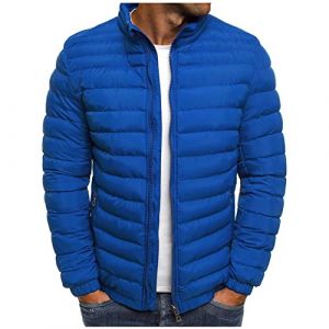 Générique Doudoune Homme Legere et Chaude Hiver Veste Chic sans Capuche Col Mao Manteaux Court Décontractée Blousons Zippée Couleur Unie avce Poches Automne Jacket Bleu M (TYHONEYS, neuf)