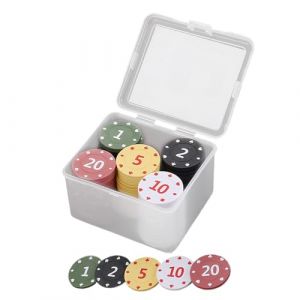 G&eacute;n&eacute;rique Set de Jetons de Poker | 100 Pi&egrave;ces Num&eacute;rot&eacute;es Fournitures De Jeu Color&eacute;es avec &Eacute;tui,Jetons De Poker pour Jeu - pour Maison Voyage Tournois F&ecirc;tes Vacances Anniversaire Bureaux (liaght, neuf)