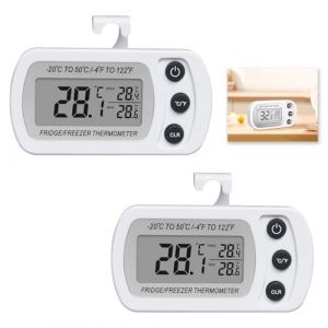 2 Pièces Thermometre Frigo, Thermometre Numérique, Thermomètre Numérique Étanche pour Réfrigérateur et Congélateur, Grand Écran LCD, Enregistrement des Températures Max/Min, Idéal pour Maison Bureau (xinzhengshiqiluomaoyiyouxiangongsi, neuf)