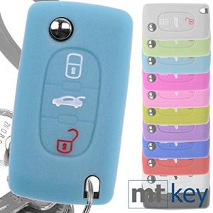 Key Silicon Soft Case Cover Housse de Protection Bleu Fluorescent Compatible avec Citroen C5 C2 C3 C4 Picasso Grande Berlingo Peugeot 207 307 407 308 607 (mt-commerce, neuf)