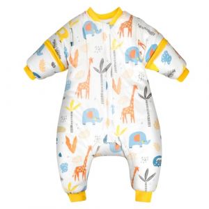 FLYISH DIRECT Gigoteuse hiver 2.5 tog, gigoteuse a pied, gigoteuse avec jambes, gigoteuse manches longues amovible, Gigoteuse 3-5 ans, Girafe, 100 (pour 95-110cm) (Flyish Direct EU, neuf)