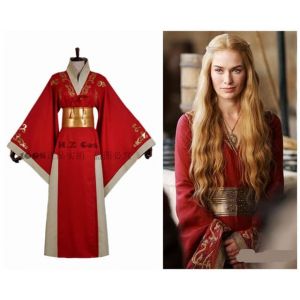 Costume Cersei Lannister de Game of Thrones - Robe rouge Cersei pour Halloween, jeu de rôle, fête, déguisement, M Cersei (YangJiangJiangChengHuoLunDianZiShangWuShangHang, neuf)