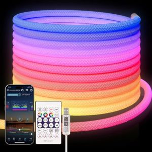 5M RGB Néon Bande LED, 360 degrés Tube de maille circulaire néon, IP65 étanche Flexible Dream Color Neon Ruban LED, 50 Leds/m Néon LED Bande pour Weddings, Christmas, Decoration (TIANKUO, neuf)