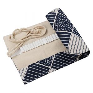 DOITEM - Sac &agrave; Crayons en Toile, 48 Trous, Sac &agrave; Crayons, Trousse &agrave; Crayons de Couleur, Sac Multifonction (Crayons Non Inclus), Multicolore, r&eacute;tro (MicButty, neuf)