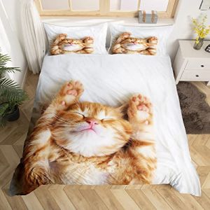 Homemissing Housse de Couette Imprim&eacute; Chat Chats Animaux 3D Th&egrave;me Animal Parure de Lit 220x240cm pour D&eacute;cor Enfants Mignon Chaton Imprimer Parure Housse de Couette 3Pcs (Bofanshangmao, neuf)