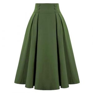 seiveini Jupe Carreaux Femme Longue Trap&egrave;ze Pliss&eacute;e Maxi Jupes Ecossaise Taille Haute Vintage Automne Hiver C Vert XXL (BgandDesign, neuf)