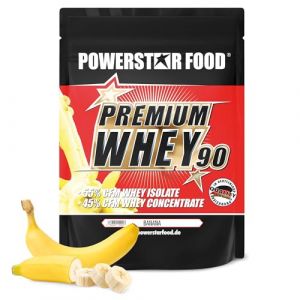 Powerstar PREMIUM WHEY 90 Poudre de Prot&eacute;ine 850 g | 82,8% Prot&eacute;ine | Whey Protein Powder | Produit en Allemagne | 55% Isolat de Whey CFM & 45% Concentrat CFM | Riche en EAA & BCAA | Banana (POWERSTAR FOOD, neuf)