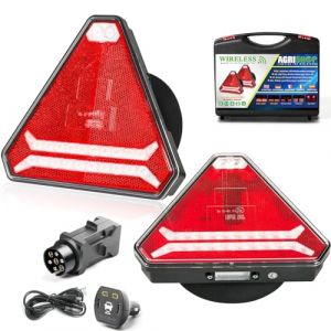 AGRISHOP LED Triangulaire Feux de Remorque Magnétique Sans Fil 12/24V Feux Remorque 6Fonctions Wifi Éclairage Arrière Wireless Feu Remorque Arriere Rechargeable Étanche ECE EMC R10 (AGRISHOP, neuf)