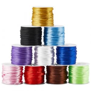 SUNNYCLUE 100 Yards 2mm Satin Rattail Cordon Nylon String Trim Soie Cordon Fil Coloré Perles String pour Amitié Bracelet Collier Noeud Chinois Macramé Garniture Carillon à Vent Attrape-Rêves Tresse Ch (SUNNYCLUE  FR, neuf)