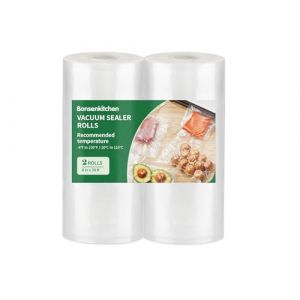 Bonsenkitchen Lot de 2 rouleaux de sacs sous vide, sans BPA, &eacute;pais, pour la conservation des aliments, lavables &agrave; la cuisson et au cong&eacute;lateur, sans BPA, id&eacute;aux pour la mise sous vide, 28cm x 600cm (Mrbon EU, neuf)