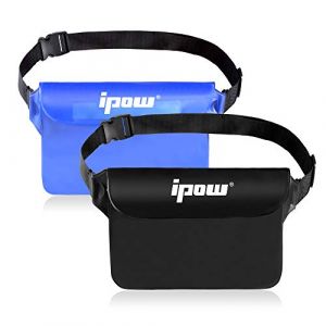IPOW 2PCS Housse &Eacute;tanche &agrave; Ceinture Certifi&eacute;e IPX8 Sangle Ajustable 3 Zipper Plastique Pochette &agrave; Ceinture/Etui Imperm&eacute;able/Sac pour Nautique,P&ecirc;che,Kayak,Baignade,Protection T&eacute;l&eacute;phone/Argents/Cartes (TechAIBO, neuf)