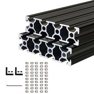 CNCYEAH Lot de 2 profilés en aluminium 2080 - Extrusions 600 mm - Rainure 6.2 - Type T - Norme européenne - Rail linéaire anodisé - 20 x 80 mm - Avec accessoires pour machines CNC (CNCYEAHH, neuf)