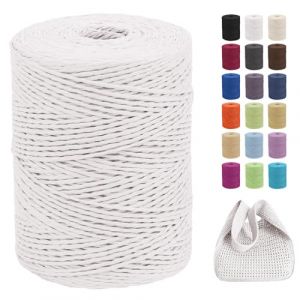 CAMAL Raphia &agrave; Crocheter pour Sac, 300m Fil de Raphia Papier pour Emballage de D&eacute;coration, 2mm Fil de Papier Ruban pour Crochet DIY Artisanat, Parti Chapeau, Bouquet de Mariage (Blanc) (CAMAL-UK, neuf)