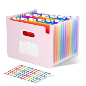 ThinkTex Trieur Document, 12 Pochettes Extensible, Vertical et Ouvert Sur le Dessus, Rangement Papier Administratif, Organiseur Portable de Factures Mensuelles, Format Lettre/A4 - Morandi Pourpre (ThinkTex EU, neuf)