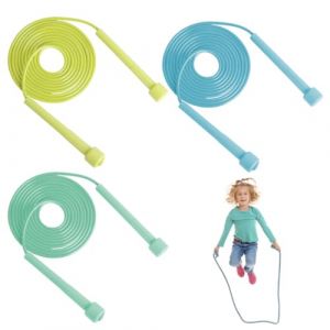 Corde à sauter enfant 3 pièces, corde à sauter de sport, corde à sauter réglable pour fitness, sport, boxe et gym, pour enfants et adultes, 2,8 m, bleu, jaune et vert. (ANETTEE GLOBALISS, neuf)