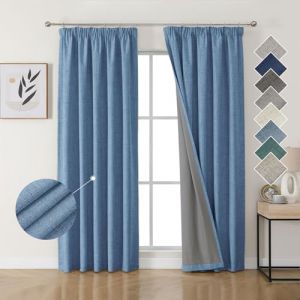Joydeco 100% Rideau Occultant Thermique en Lin avec Galon Fronceur 140x245 cm 2 Pi&egrave;ces, Rideau Isolant Thermique Anti Froid et Chaleur &agrave; Passe Tringle pour D&eacute;coration de Porte Fen&ecirc;tre (joydeco, neuf)