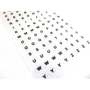 Petit Noir Lettres On 8.5mm (0.3 Pouce) Rond Transparent &Eacute;tiquettes, Auto-Adh&eacute;sif Alphabet A-Z Autocollants (Minilabel, neuf)
