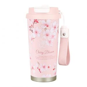 EACHPT Tasse a Cafe Thermos Isotherme,Mug Isotherme 500ml,Thermos avec Couvercle &Eacute;tanche,Double paroi en acier Inoxydable Tasses &agrave; caf&eacute; Avec paille pliable,pour Caf&eacute; Chaud et Froid, Lait et Th&eacute; (XsyAy, neuf)