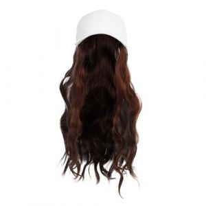 COLLBATH Casquette avec Cheveux pour Femmes Longue Vague Naturelle Casquette Blanche &agrave; Visi&egrave;re avec Perruque Synth&eacute;tique L&eacute;g&egrave;re et Confortable Style Chic pour Sorties et Activit&eacute;s Plein Air (JianLui, neuf)