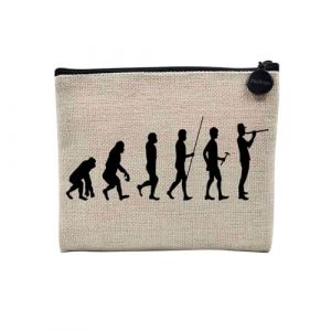 Pochette en Lin - Evolution Hautbois Orchestre Musique Instrument Musicien - Trousse Maquillage en Toile Aspect Lin - Porte Monnaie - 15 x10 cm (FabulousBOUTIK, neuf)