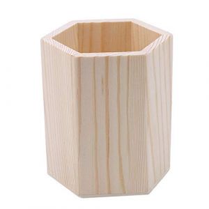 Pot à crayons en bois lisse - Organiseur de bureau en bois de bambou - Rangement pour papier à lettre - Hexagon - Taille 3 utile et pratique (Clest  F&H, neuf)