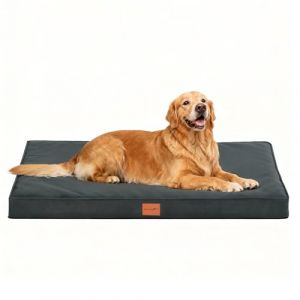 WAVVE Lit orthop&eacute;dique pour chien avec mousse de carton d'&oelig;ufs pour grands chiens, 112 x 81 cm, amovible et lavable, dessous antid&eacute;rapant, gris (Wavve EU, neuf)