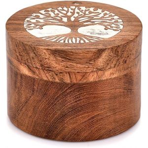Urne arbre de vie en bois blanc délavé pour cendres humaines – Urne funéraire pour cendres de chiens, boîte à souvenirs, urne pour chien, chat | 8,9 x 8,9 x 6,3 cm (VARDE MART, neuf)
