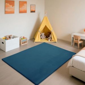SETHEPACE Tapis d'&eacute;veil et de Jeux Bebe Epais de 3 CM, Tapis Salon Chambre Poil Ras Bleu 150x150 CM, Tatami Tapis Doux pour la Chambre Bebe, Chambre d'enfants (i-Deal EU, neuf)