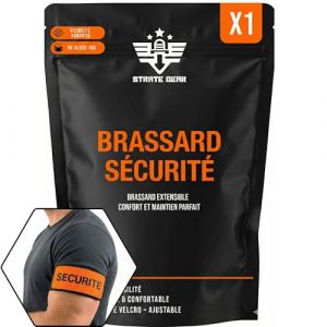 Pack x1 Brassard S&eacute;curit&eacute; - Brassard Agent de Surete R&eacute;fl&eacute;chissant Fluo Orange avec Scratch - Fluorescent Haute Visibilit&eacute; pour Staff, S&eacute;curit&eacute; Priv&eacute;e, &Eacute;v&eacute;nement - Ajustable 41-50 cm (Fonatech, neuf)
