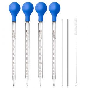 4 Pi&egrave;ces Pipette Gradu&eacute;e en Verre,10ml Pipette Dropper avec 2 Tiges de Verre,une Boule en Caoutchouc et une Brosse de Nettoyage,Liquide Pipettes pour des Mesures et des M&eacute;langes Pr&eacute;cis (ChengTuoDianZi, neuf)