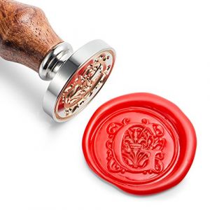 Mceal Tampon de cire - T&ecirc;te en laiton argent&eacute; avec poign&eacute;e en bois - S&eacute;rie A &agrave; Z - Lettre G (Maochen International Limited, neuf)