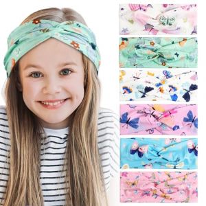 6pcs Bandeaux Large Cheveux Fille Headband Serre Tête Élastique Papillon Dessin Animé en Tissu Blanc Rouge Vert Bleu Rose Violet Bandeau de Course Yoga Sport Accessoires de Coiffure Maquillage (ShanDongYuRui, neuf)