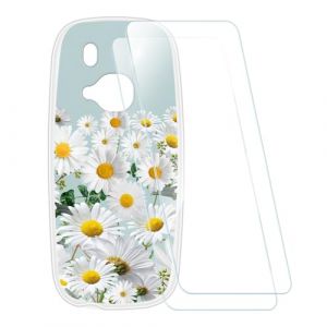 ESCAMOT Coque Imprim&eacute;e + 2 Protections Verre Tremp&eacute; Compatible avec Nokia 3310 2017, Coque Souple Anti-Choc et Film HD Clair (Fleur 5) (TomCase, neuf)