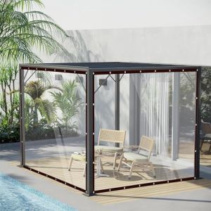 B&acirc;che Transparente Imperm&eacute;able,3x6M B&acirc;che en Tissu avec Oeillets,Impermeable Terrasse B&acirc;ches,B&acirc;che Transparente avec Oeillets,B&acirc;ches R&eacute;sistantes aux Intemp&eacute;ries,Transparentes Exterieur Plastique Serre (ZonQ, neuf)