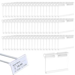 Porte Prix Boutique, Porte Carte Prix pour Etagères, 60 PCS Porte Prix Étagère, 6 cm x 4,2 cm Porte Étiquettes en Plastique, Porte Étiquettes Transparent Support, pour Magasins, Supermarchés (Crossenn, neuf)