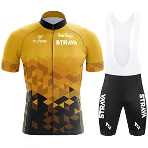Vêtements Cyclisme Pro Homme Tenue Cycliste Manche Courte, Été Jerseys VTT et Cuissard à Bretelle avec 3D Coussin Gel, Cycling Route Respirant Séchage Rapide (20,XL) (FFFF & OLFEH, neuf)