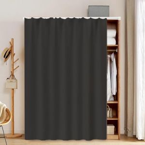 Enigmaire Rideaux D'Armoire pour éTagèRes,Rideau Meuble Cuisine,Rideaux Courts De Cuisine Pliables,Rideaux Anti-PoussièRe,avec Rail De Guidage,Simple Et Occultant,pour Salon Chambre DéCoration (DanHP, neuf)