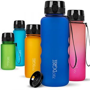 720°DGREE Gourde 1,5l “uberBottle“ +Tamis à Fruits, softTouch - Sans BPA, Anti-fuite - Bouteille d'Eau XL - Water bottle, Bidon idéale pour Sport, Gym, Randonnée, Camping, Université, Yoga, Travail (Kaave, neuf)