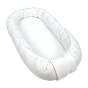 WIKLINOPOL Réducteur de Lit Bébé – Cocon Bébé 85x45 cm en Blanc – Baby Nest Portable avec Matelas – Nid Douillet Lavable en Coton 100 % – Sécurité à la Maison ou en Voyage (Weidenprodukte, neuf)