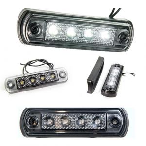 Web Truck Feu de gabarit SLIM, feu de position SLIM, DARK Graphite, set &eacute;conomique &eacute;clairage contour blanc 12/24V mince 2 pi&egrave;ces pour voiture, bus, camion, remorque, caravane, quad (WEB TRUCK, neuf)