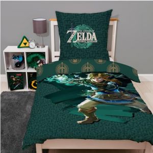 Character World La l&eacute;gende de Zelda Parure de lit r&eacute;versible en linon 100 % coton avec fermeture &Eacute;clair 135 x 200 cm, 80 x 80 cm (Familando, neuf)